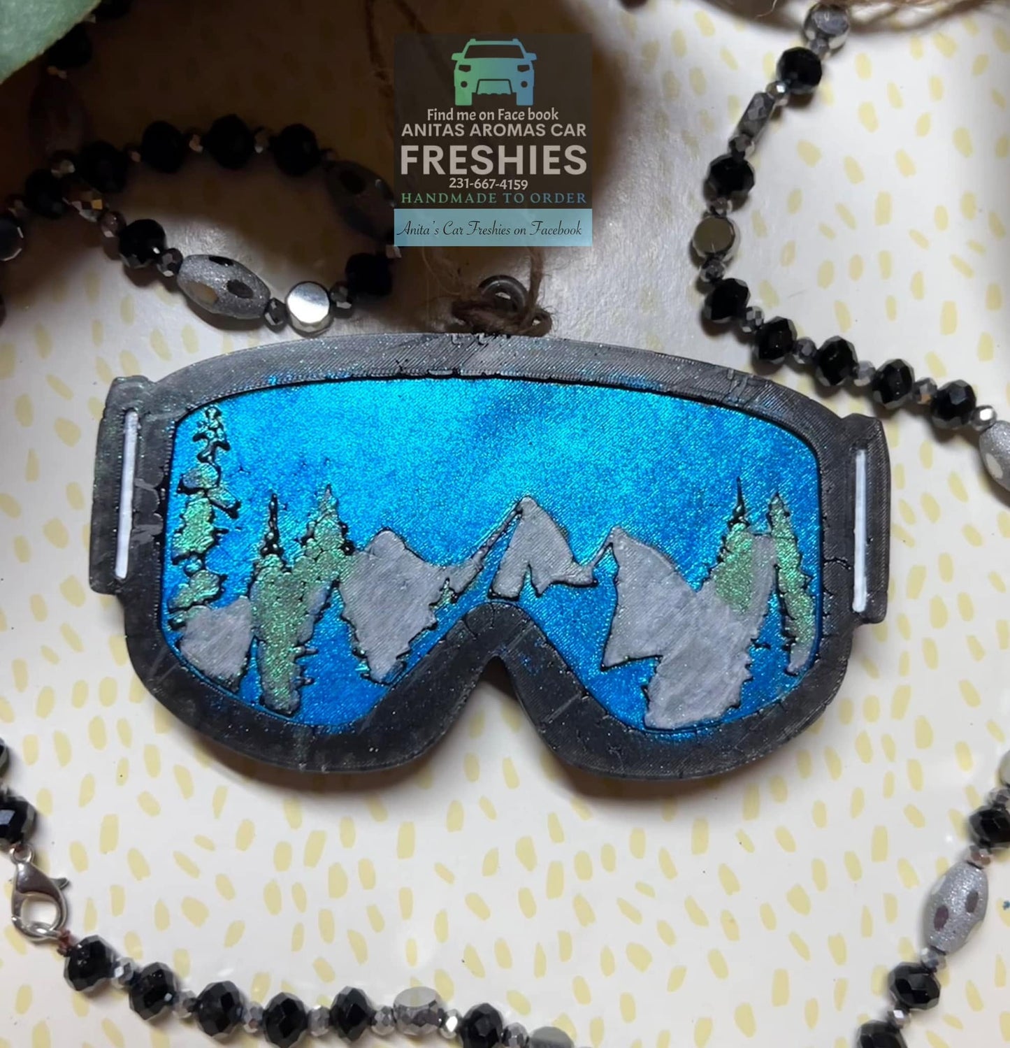 Ski Goggles with Mountain Scene