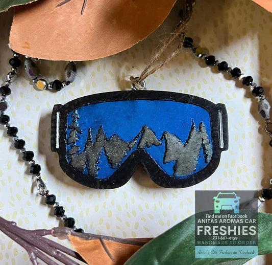 Ski Goggles with Mountain Scene