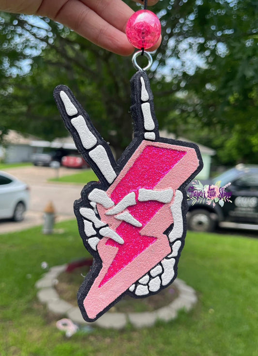Skeleton Hand Holding Lightning Bolt